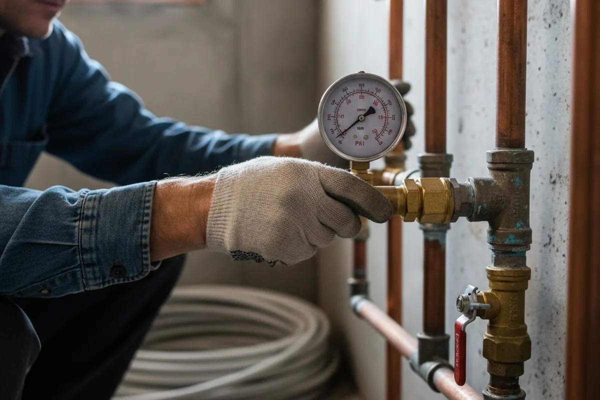 Pressure testing a repaired line during Water Line Repair in Warsaw